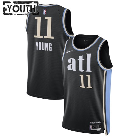 Atlanta Hawks Trae Young Nike 2023-24 City Edition Musta Pelipaidat Swingman - Lasten